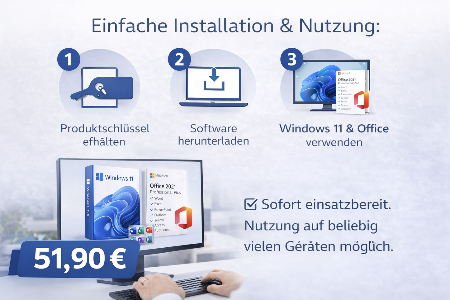 Windows 11 Pro + Office 2021 professional Plus Features Übersicht – Bundle PE Premium-Electronics.EU Details