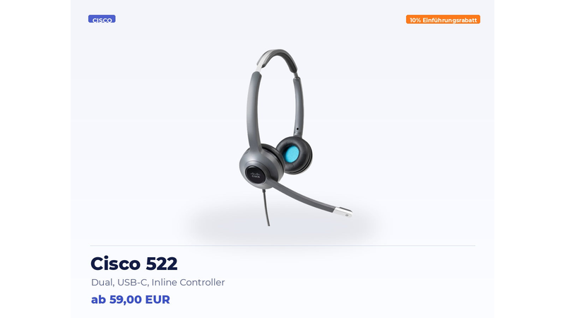 Cisco 522 USB-C Wired Headset – Dual