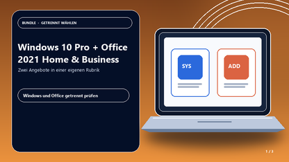 Windows 10 Pro + Office 2021 Home & Business — Produktübersicht