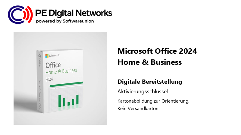 Microsoft Office 2024 Home & Business – Kartonabbildung, digitale Bereitstellung per Aktivierungsschlüssel