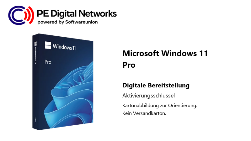 Microsoft Windows 11 Pro – Kartonabbildung, digitale Bereitstellung per Aktivierungsschlüssel