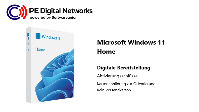 Microsoft Windows 11 Home – Kartonabbildung, digitale Bereitstellung per Aktivierungsschlüssel