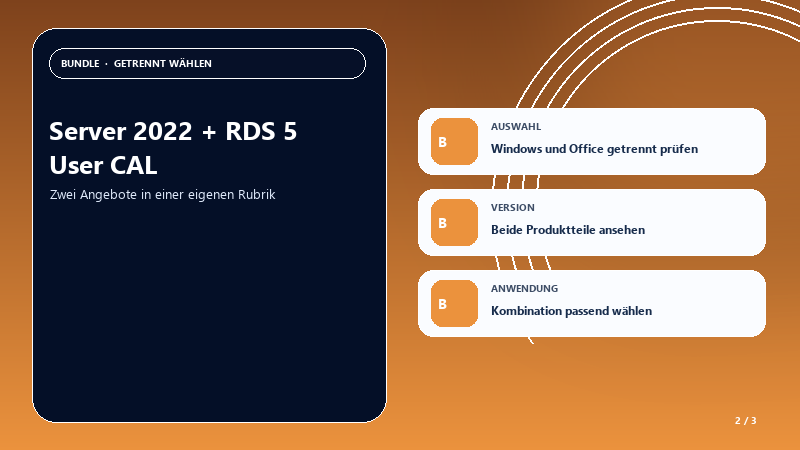 Server 2022 + RDS 5 User CAL — Auswahlhilfe