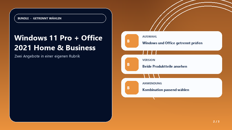 Windows 11 Pro + Office 2021 Home & Business — Auswahlhilfe