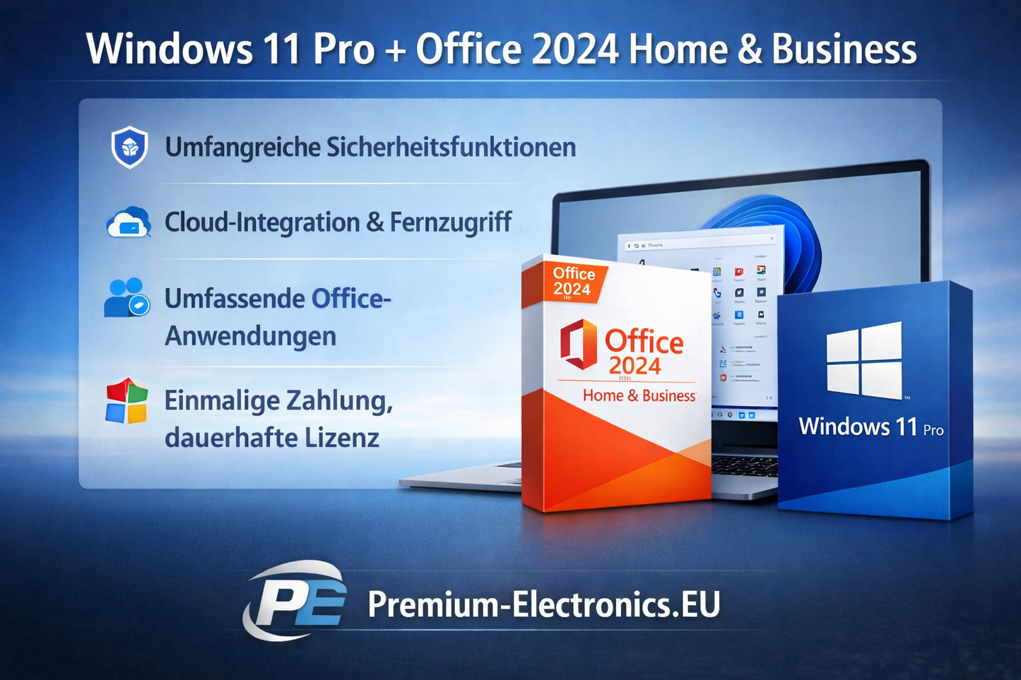 Windows 11 Pro + Office 2024 Home & Business Benutzeroberfläche – Bundle Dashboard Screenshot