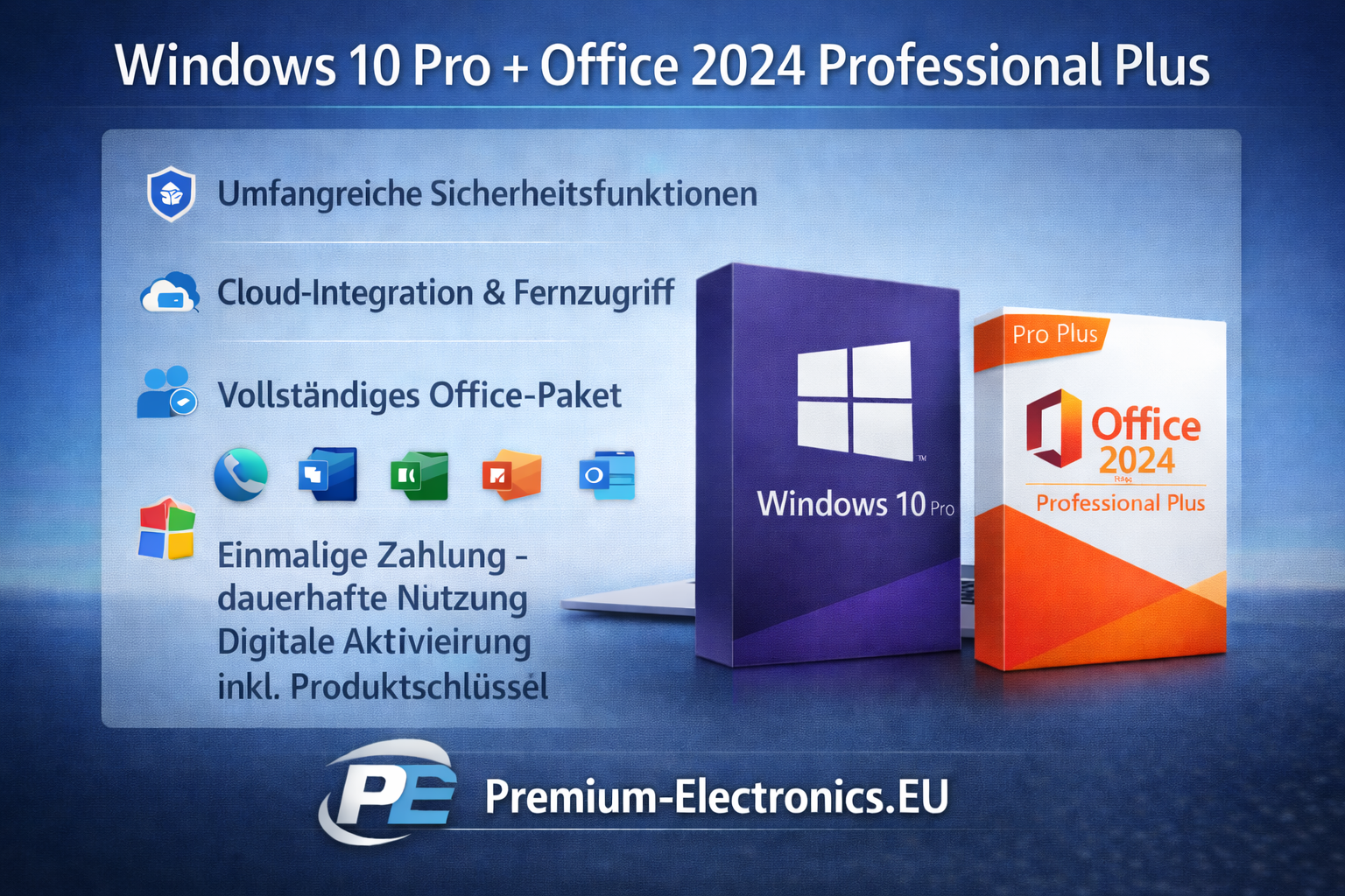 Windows 10 Pro + Office 2024 Professional Plus Benutzeroberfläche – Bundle Dashboard Screenshot