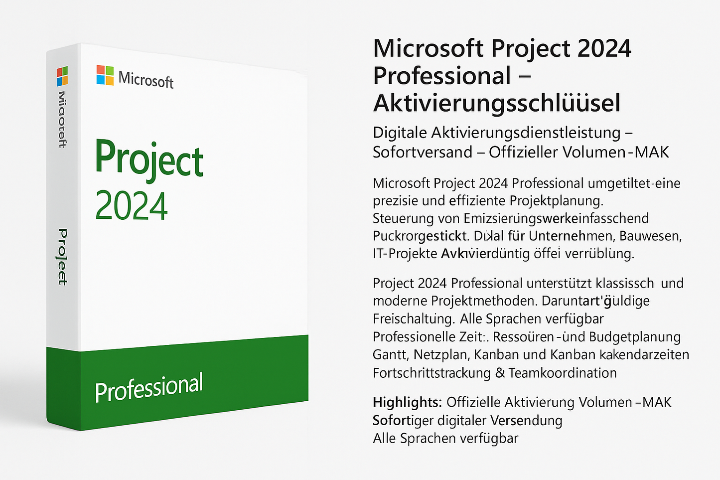 Microsoft Project 2024 Professional Benutzeroberfläche – Datenanalyse-Software Dashboard Screenshot