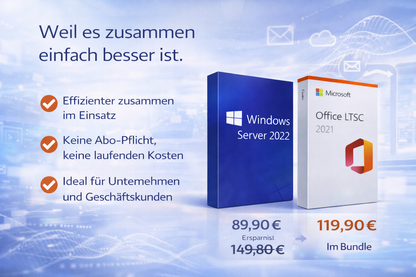 Windows Server 2022 + Office 2021 professional plus Benutzeroberfläche – Bundle Dashboard Screenshot