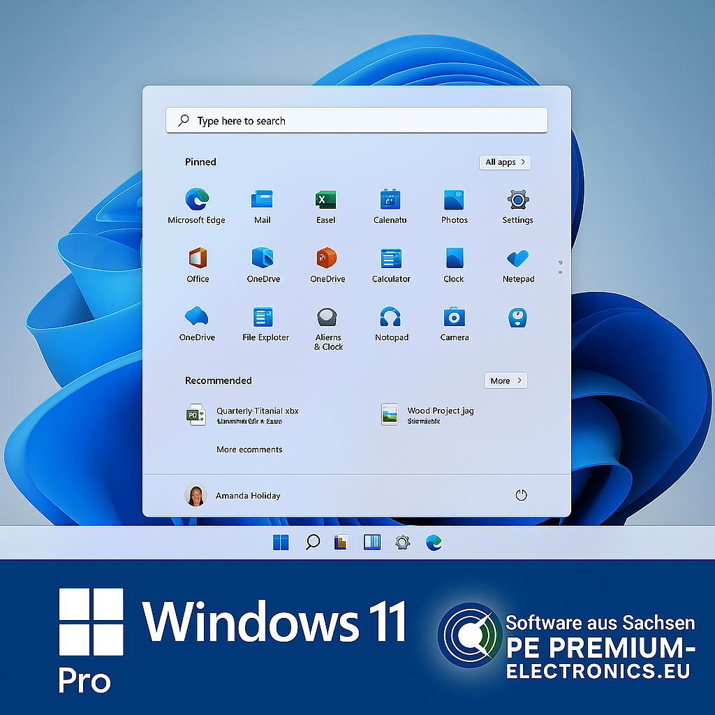 Windows 11 Pro Benutzeroberfläche – Betriebssystem Dashboard Screenshot