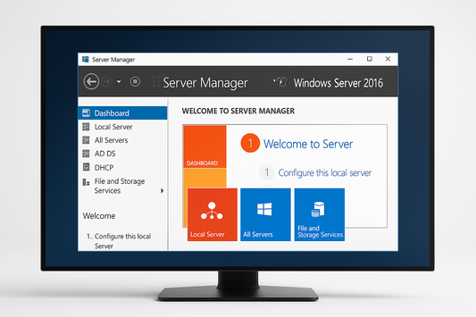 Windows Server 2016 Benutzeroberfläche – Betriebssystem Server Dashboard Screenshot