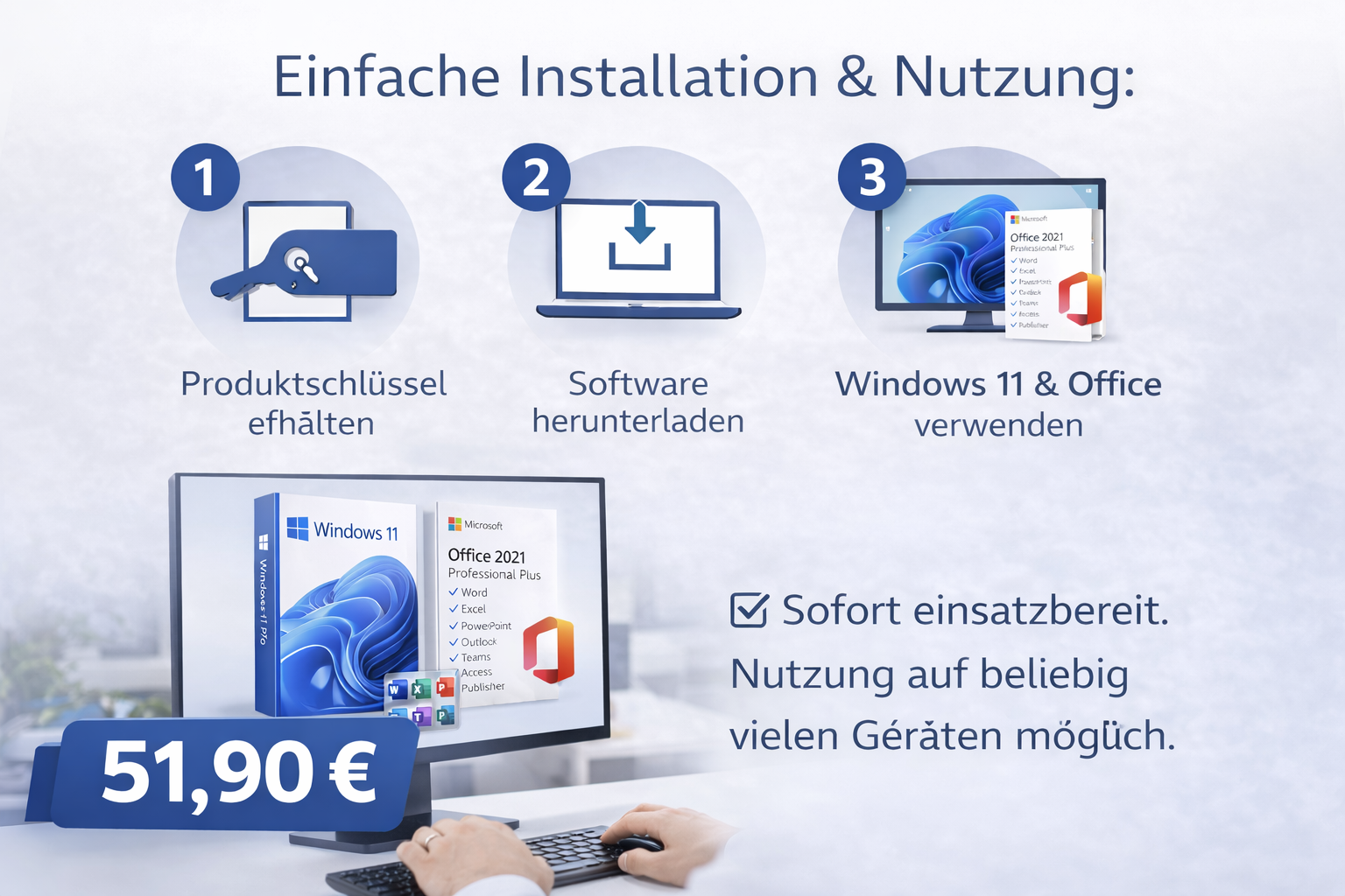 Windows 11 Pro + Office 2021 professional Plus Features Übersicht – Bundle PE Premium-Electronics.EU Details