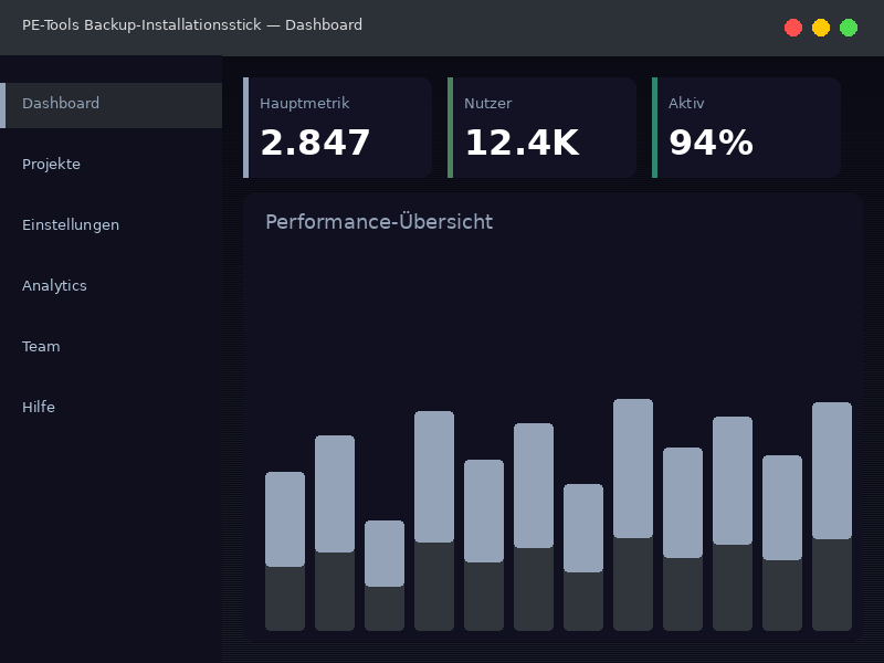 PE-Tools Backup-Installationsstick – 32/64 GB - Interface
