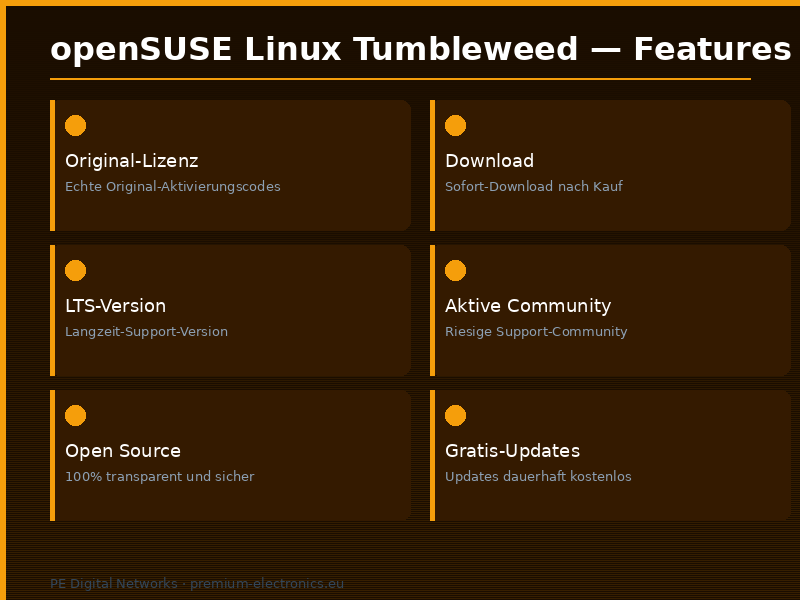 openSUSE Linux Tumbleweed – Installationsabbild (Digitale Aktivierungsdienstleistung) - Features