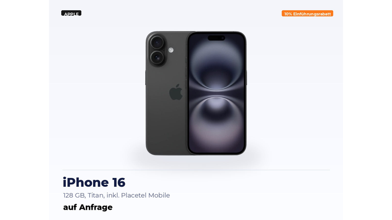 Apple iPhone 16 – 128 ГБ | вкл. SIM-карту Placetel Mobile